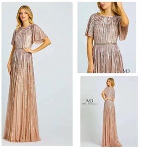 Mac Duggal short sleeve Ombre Sequined Evening Gown size 14 NWT MRSP$698